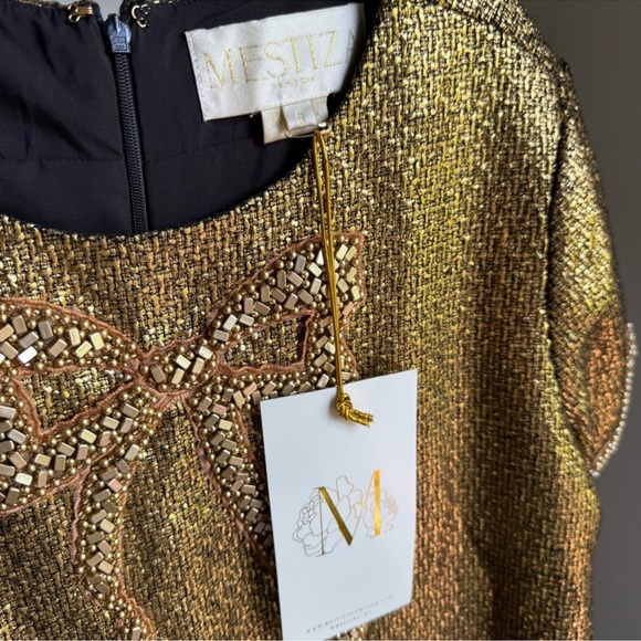 NWT MESTIZA NEW YORK Ainslee Mini Gold Dress Sz 8 - Picture 7 of 12
